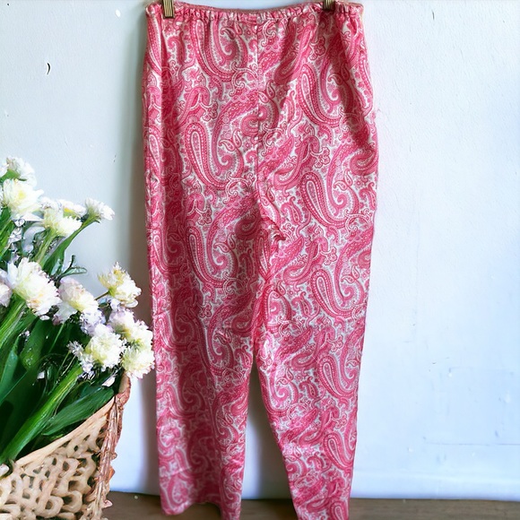 Silky Pink Paisley Lounge Pants Small   ( Bin -L) - Picture 1 of 5